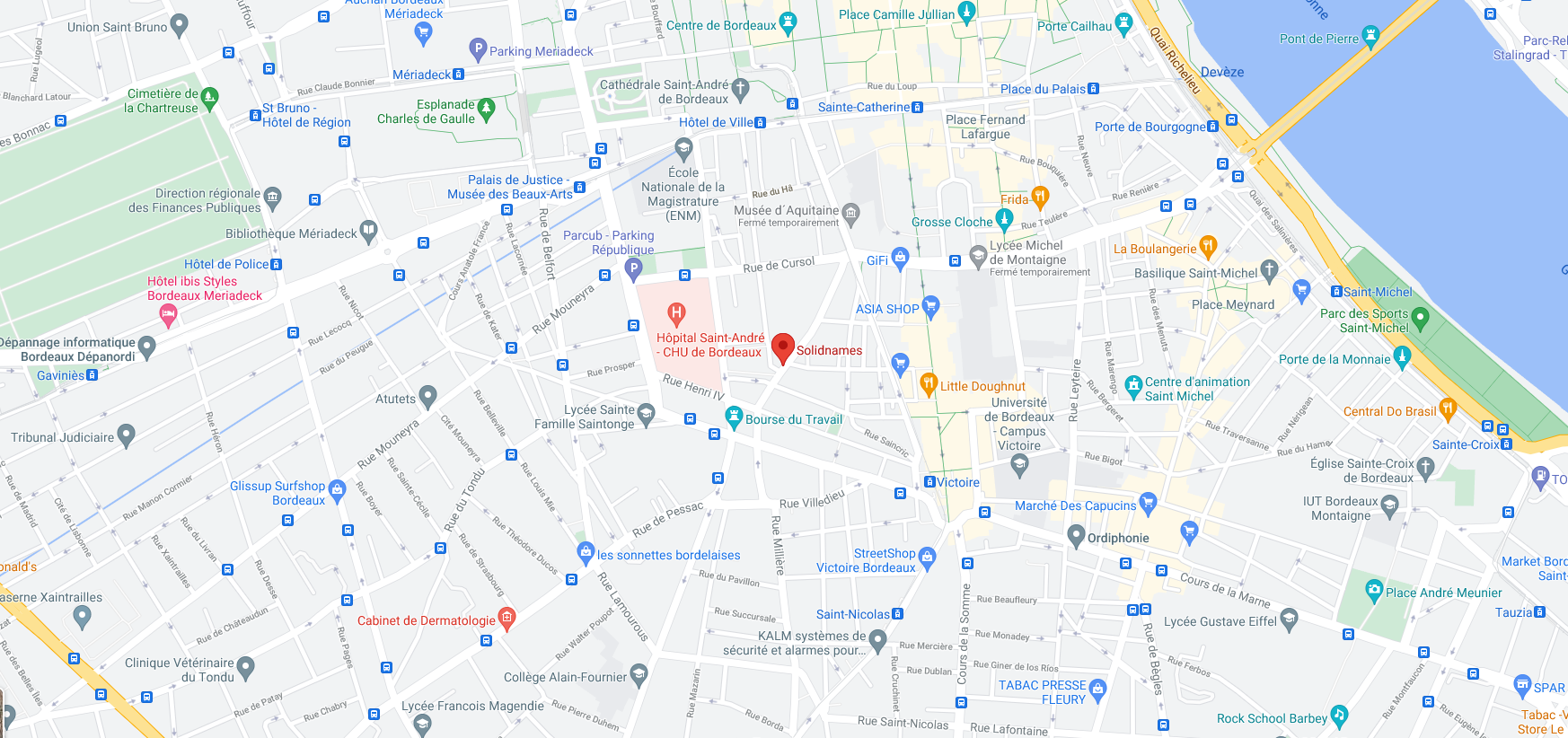 Cartographie Google Maps - Solidnames - 67 rue paul-louis landes, Bordeaux